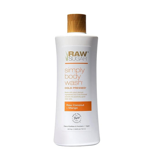 RAW SUGAR Simply Body Wash, (25 Fl Oz, Pack of 1) Bath Soap, Formulated without Sulfates & Parabens (Raw Coconut + Mango)-Velvo Beauty