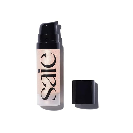 Saie Mini Glowy Super Gel - Hydrating Makeup Primer and Illuminating Glow Serum Enriched with Vitamin C and Squalane Oil - All-Over Liquid Highlighter Makeup for Instant Glass Skin - Roseglow (0.5 oz)-Velvo Beauty
