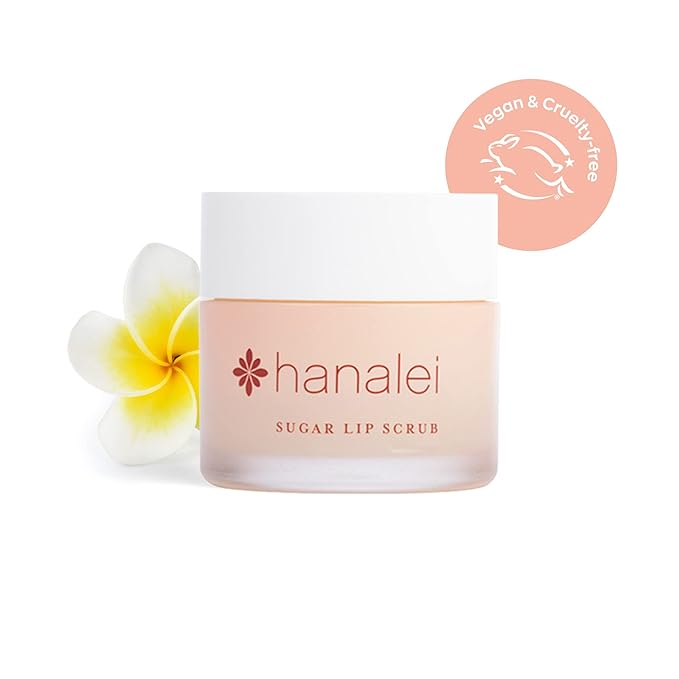 Hanalei Vegan and Cruelty-Free Sugar Lip Scrub Exfoliator | Hawaiian Cane Sugar, Kukui Oil, Shea Butter | Exfoliate, Smooth, Rejuvenate Lips | Made in USA | Lip Care (22 g)-Velvo Beauty
