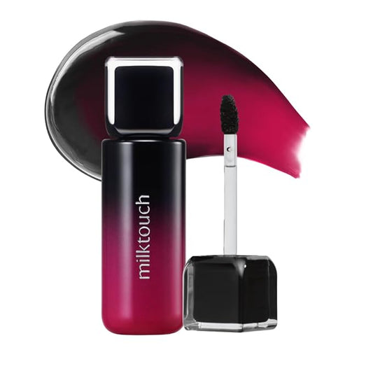 MILKTOUCH Black Peel Off Lip Tattoo - Long-Lasting Matte Lip, Waterproof & Transfer-Proof, Highly Pigmented, Stay-On-All-Day Lip Tint Stain (4.5g) #01 Black Cherry-Velvo Beauty