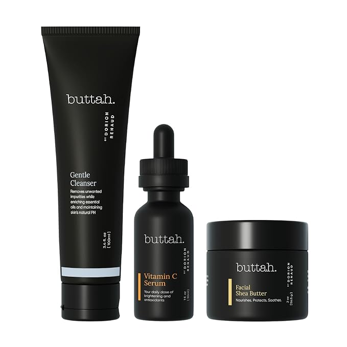 Buttah Skin by Dorion Renaud Complete Melanin-Rich Skin Care Kit | Shea Butter, Vitamin C Serum, Facial Cleanser | Organic & Natural | Black-Owned-Velvo Beauty