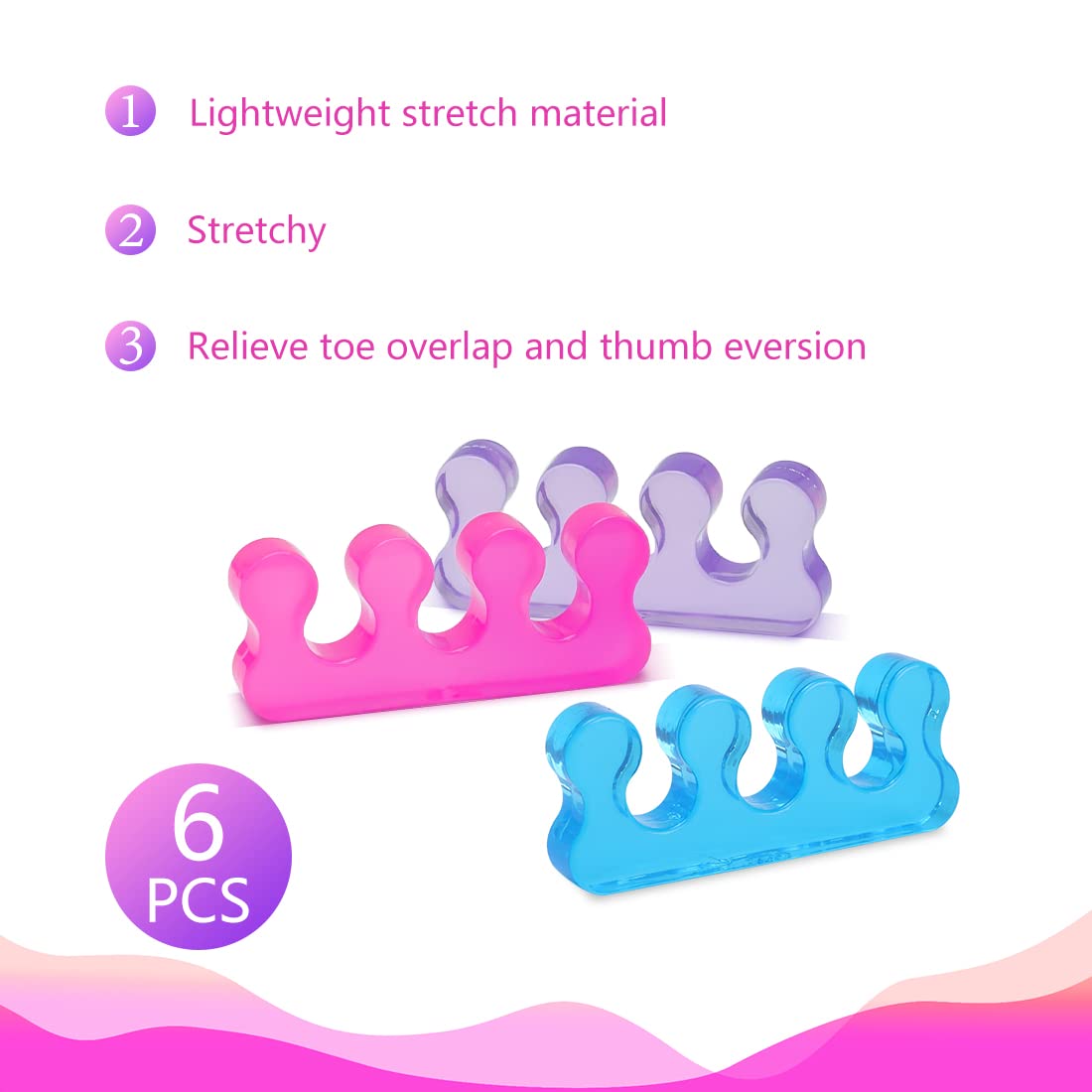 SUNFATT Toe Separators for Pedicure,Toe Separators for Nail Polish,Pedicure Toe Spacers,Toe Spacers use for separation of toenails or nails,Soft Gel Toenail Spacers Pedicure Kit.(6pcs)-Velvo Beauty