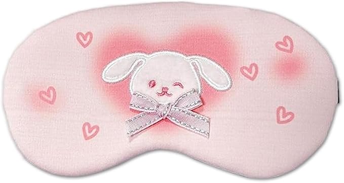 PERFECTSIGHT Rabbit Sleep Eye Masks, Cute Plush Sleep Eye Cover Lightweight Adjustable Eyeshade Faux Fur Mask Cover for Women Men Travel Nap, Heart Bunny-Velvo Beauty