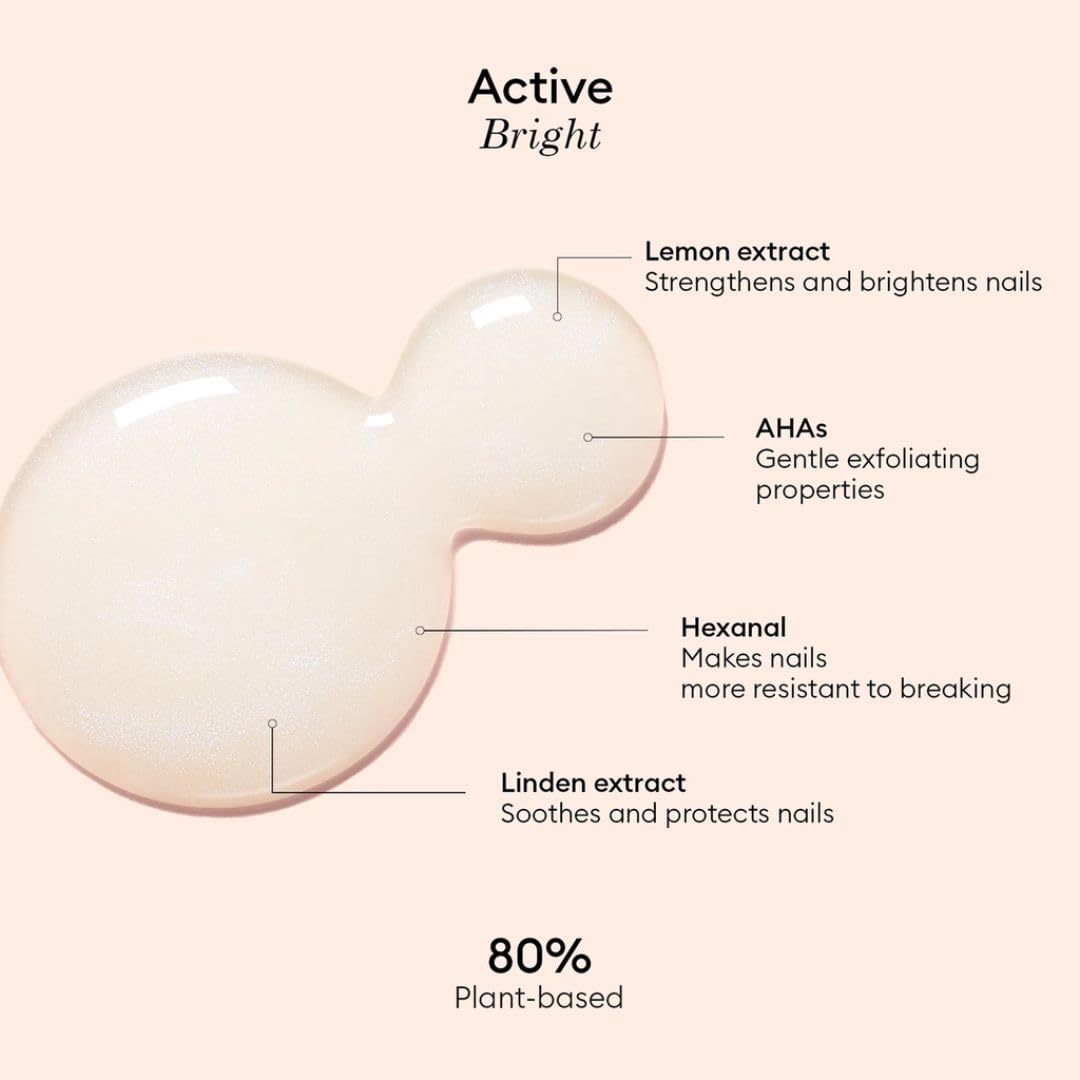 Manucurist Active Bright All in One Nail Perfector: Brightening Treatment Polish & Care - No Lamp - Vegan & Made in France - White Nail Polish - Nail Whitener & Brightener - Nail Strengthener-Velvo Beauty