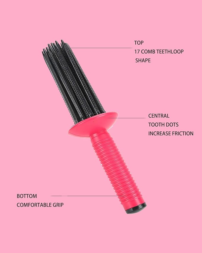 Hair Fluffy Styling Curler Curls Comb,Hair Curler Curling Make Up Brush Roller Tool Portable Hair Curling Roll Comb Anti‑Slip Professional Round Hair Brush for Home Personal Use Travel-Velvo Beauty