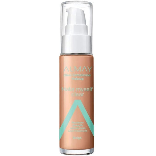 Almay Clear Complexion Makeup, Matte Finish Liquid Foundation with Salicylic Acid, Hypoallergenic, Cruelty Free, -Fragrance Free, Dermatologist Tested, 500 Beige, 1.0 oz-Velvo Beauty