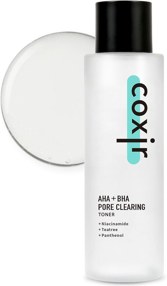 coxir AHA + BHA Pore Clearing Toner l All Skin Types, Purifying, AHA, BHA, Daily Pore Care,k Beauty Skincare [150ml,5.07fl.oz]