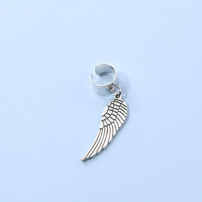 Boho Angel Wing Cuff Earrings Silver Ring Cartilage Earrings with Dangle Wing Ear Cuffs Earrings Clip Wrap Earrings Helix Earrings Jewelry for Women-Velvo Beauty