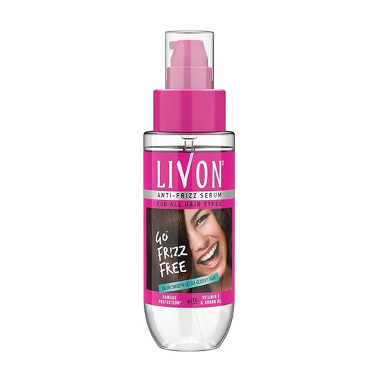Livon Hair Serum for Men & Women | Frizz-free, stronger and shinier hair | Sulphate & Paraben free| For All Hair Types | Lightweight & Non Greasy | Enriched with Argan Oil & Vitamin E | 3.3 Fl.Oz-Velvo Beauty