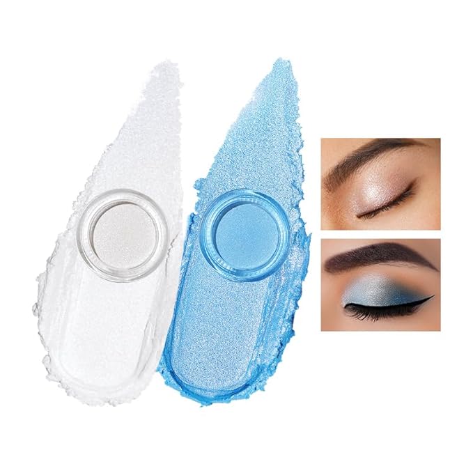 Oulac Cream Eyeshadow also for Highlighter Large Capacity Highly Pigmented Eye Shadow Waterproof &Long Lasting with Moisturizing Formula, Shimmer Glitter Eye Makeup. 6g 01+02-Velvo Beauty