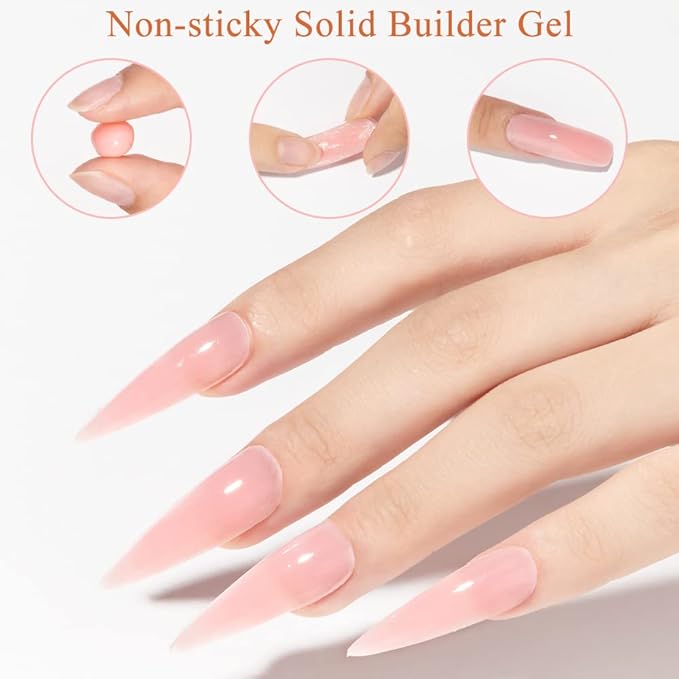 MIZHSE Solid Builder Gel for Nails, Nude Pink Non-Sticky Sculpting Gel, 3D Nail Art Building Carving Modeling Hard Nail Extension Soak Off UV/LED Nail Art Salon Home DIY 15g-Velvo Beauty
