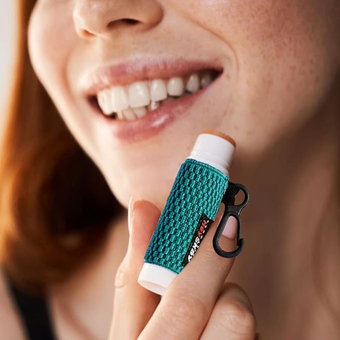 3PCS Lip Balm Holder Sleeves Keychain Lipstick Sleeves Lip Gloss Holder Keychain Chapstick Elastic Sleeves(Black/brown/Green)-Velvo Beauty