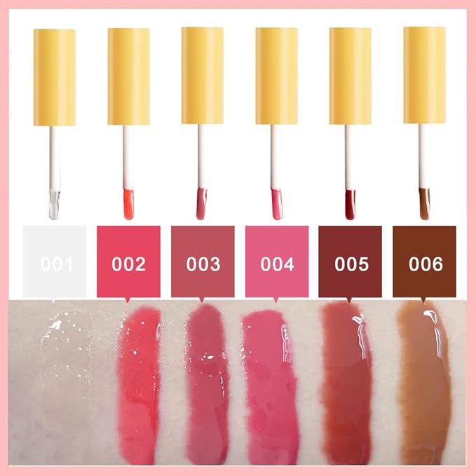 VERONNI 6 Colors Lip Tinted Stain Gloss Set,Hydrating Plumping Liquid Lipstick Set,Moisturizing Clear Lip Oil For Dry Lips,Nourishing Water Glossy Glass Lip Oil Gloss Lip Tint (6 Colors)-Velvo Beauty