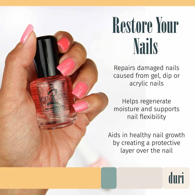 Duri Rejuvacote 2 Nail Growth System Sensitive Formula - Nail Hardener and Strengthener for Brittle, Breaking, Splitting Nail Repair - 0.45 Fl Oz (Pack of 1)-Velvo Beauty