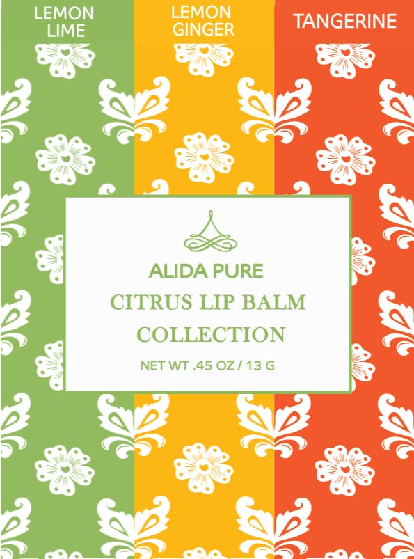 Citrus Lip Balm Collection, Vegan Lip Balm Set, Bees Wax Free, Coconut Oil Free, Avocado Oil, Organic Jojoba Oil, Vitamin E, Natural Moisturizer For Dry Cracked Lips, 3 Tube Set-Velvo Beauty