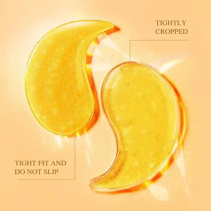 Golden 24K Radiant Under Eye Gel Mask (30 Pairs) Rejuvenating, Hydrating, Moisturizing Therapy for Under Eye Wrinkles, Dark Circles, Puffy Eyes, Refreshing, Revitalizing, Travel-Velvo Beauty