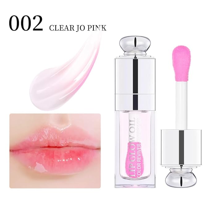Moisturizing Lip Oil,No-Sticky Gloss Balm Care,Fruit Flavoured Oil for Dry Lip's Hydrating and Nourishing (002#Clear to Pink) 0.2 OZ-Velvo Beauty