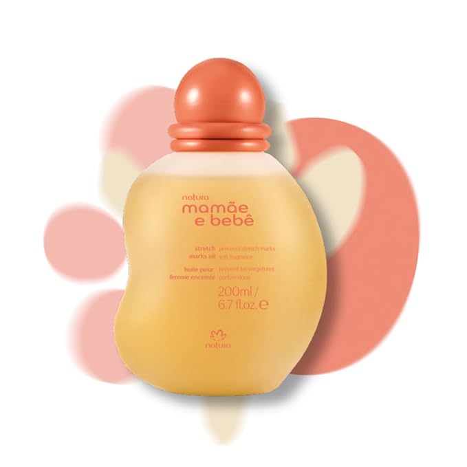 natura - Mamãe e Bebê Mom Stretch Marks Oil - Moisturizing Shower Oil - Skin Elasticity - 100% Vegan - Almond Oil - 97.3% Natural Origin - All Skin - Cruelty Free - Baby Essentials - 6.7 fl oz (200ml)-Velvo Beauty