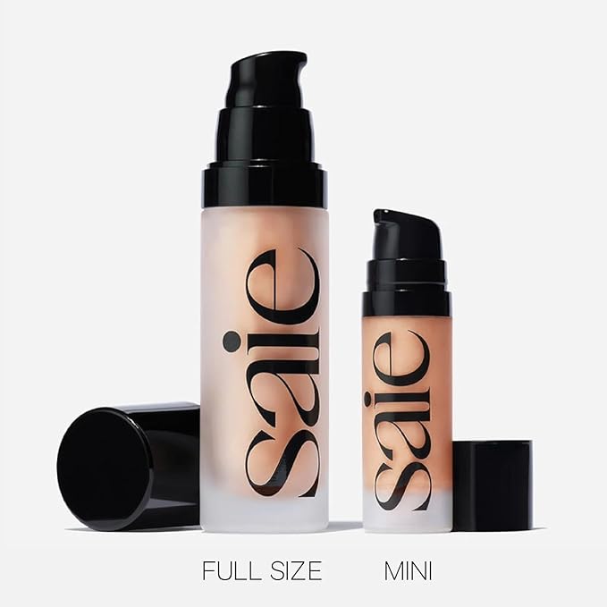 Saie Mini Glowy Super Gel - Hydrating Makeup Primer and Illuminating Glow Serum Enriched with Vitamin C and Squalane Oil - All-Over Liquid Highlighter Makeup for Instant Glass Skin - Sunglow (0.5 oz)-Velvo Beauty