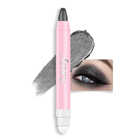 Kaely 2in1 Cream Eye Shadow Brightener Sticks for Eyes, Pencil Eyeshadow Applicator Stick Waterproof Pigmented, Eye Shadow Palette Highlighter Makeup, sombras para ojos, 03 Pearl Black Shimmer-Velvo Beauty