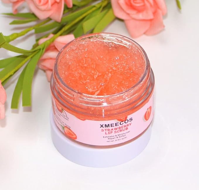 Strawberry Lip Scrub Exfoliating Moisturizing and Repairing and Lips Softening| Cruelty-free| Exfoliator-Velvo Beauty
