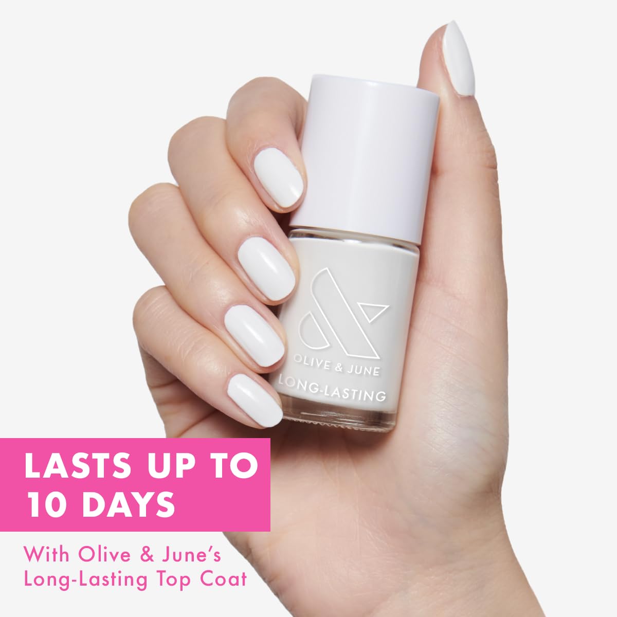 Olive & June Long Lasting Nail Polish | Plump, Gel-Like Finish No Lamp Needed | Lasts up to 10 days | Salon-Quality Color at Home | 15-Free, Vegan & Cruelty-Free Chip-Resistant Shine | HD Crisp White-Velvo Beauty