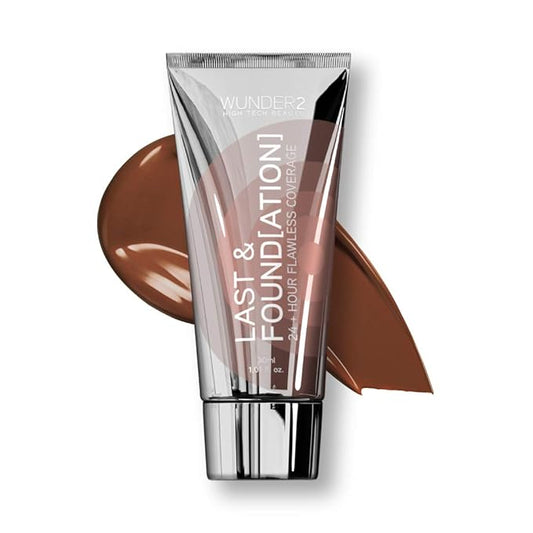 WUNDERBROW Full Coverage Foundation, Last & Found[ation] – Buildable Full Coverage Liquid Foundation For 24+ Hours Wear – Long Lasting, Waterproof, Espresso-Velvo Beauty