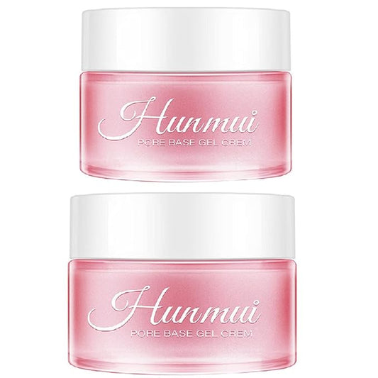2PCS Hunmui Face Primer Pore Base Gel Cream Cover Pores Water Embellish Skin Silky Finish Primer, Remove Oils Isolating Pore Light Weight Primer Natural Make Up To Flawless Face Firming Moisturizers-Velvo Beauty