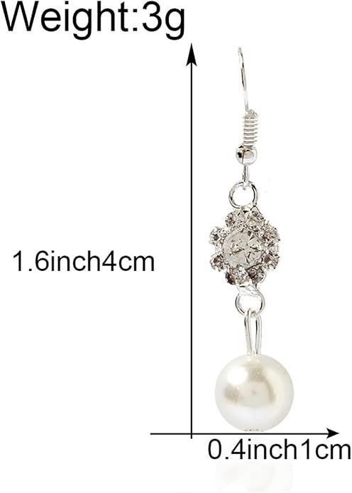 Vintage Rhinestone Pearl Drop Earrings Crystal Flower Dangle Earrings Silver Pearl Earring Cz Flower Hook Earrings Jewelry for Women-Velvo Beauty