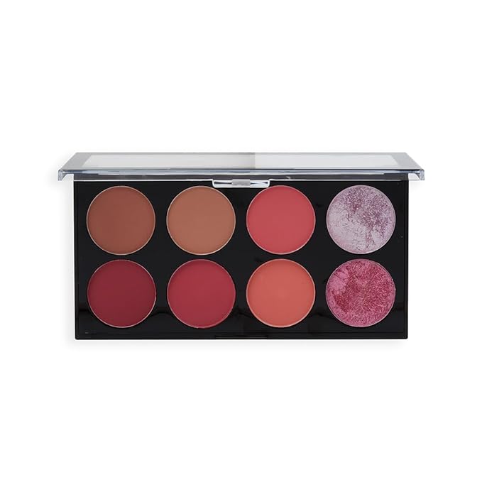 Makeup Revolution Ultra Blush Makeup Palette, Bronzer & Highlighter, Includes 8 Shades, Gluten free, Vegan & Cruelty Free, Sugar & Spice, 13g-Velvo Beauty