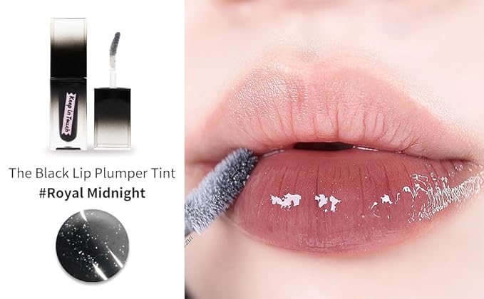 Keep In Touch The Black Plumper Tint | 2X Plumping Effect, Moisturizing Lip Gloss | Vegan and Cruelty-Free Korean Lip Tint (Royal Midnight)-Velvo Beauty