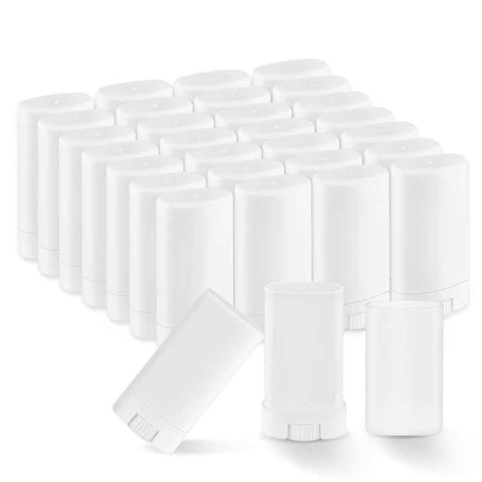 30 Pieces 15g/0.5oz White Oval Plastic Lip Balm Tubes,Empty Deodorant Bottles,Twist-Up Chap Stick Storage Containers for DIY Homemade Sunscreen Bar,Moisturizing Stick,Crayon-Velvo Beauty