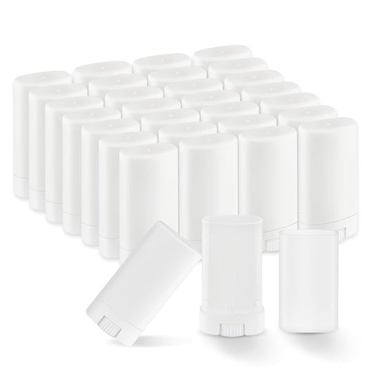 30 Pieces 15g/0.5oz White Oval Plastic Lip Balm Tubes,Empty Deodorant Bottles,Twist-Up Chap Stick Storage Containers for DIY Homemade Sunscreen Bar,Moisturizing Stick,Crayon-Velvo Beauty