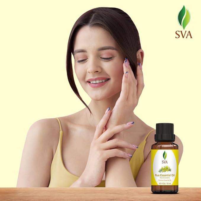 SVA Rue Essential Oil – 1/3 Fl Oz – 100% Natural Rue Oil - for Diffuser, Hair Care, Face, Skin Care, Aromatherapy, Scalp and Body Massage, Soap and Candle Making-Velvo Beauty