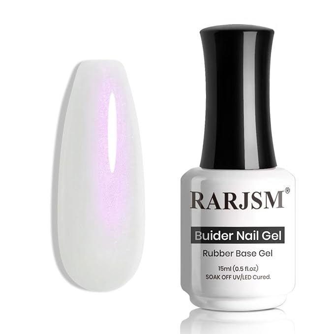 RARJSM Gel Builder Nail Polish Pearl White Purple Glitter Hard Gel in a Bottle Mermaid Shell Pearlescent Thick Extension Structure Gels for Nails 15ml Soak Off Curing Requires Salon Home DIY Use-Velvo Beauty