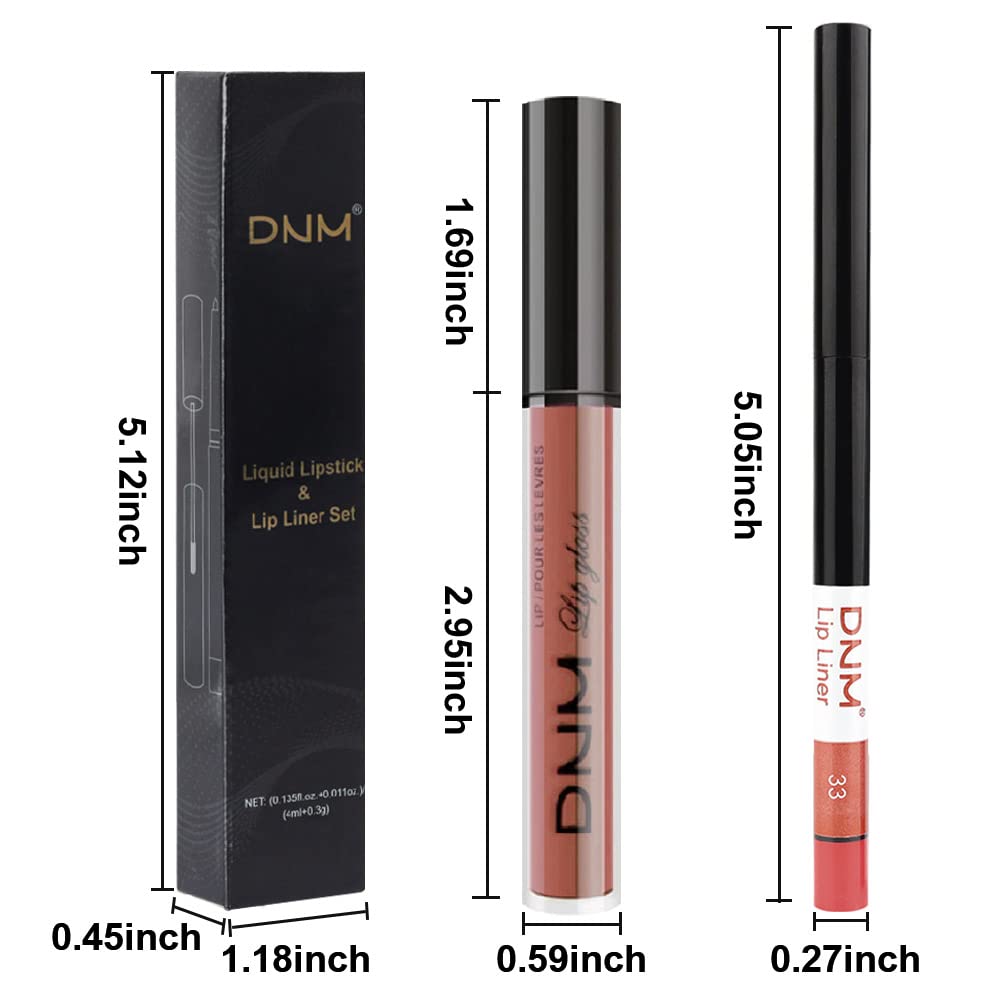 evpct 2Pcs Reddish Brown Neutral Color Lip Liner and Matte Lipstick Makeup Sets Vegan Lipstick Lip Liner and Gloss Set Lip Stain Long Lasting Waterproof 24 33#-Velvo Beauty
