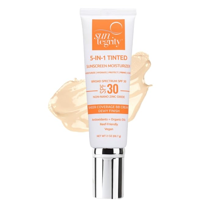 Suntegrity 5 in 1 Tinted Mineral Sunscreen for Face (SPF 30-2 oz) - Fair | BB Cream Moisturizer with Physical UVA/UVB Broad Spectrum Protection | Safe for Sensitive Skin-Velvo Beauty