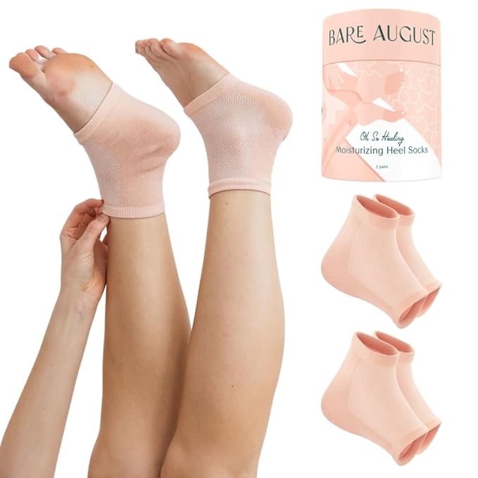 Bare August Moisturizing Heel-Repair Gel Socks – Overnight Spa Sleep Socks for Dry, Cracked Heels & Soft Feet-Velvo Beauty