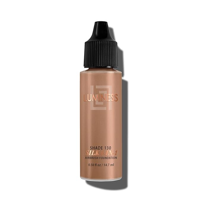 Luminess Air Silk 4-In-1 Airbrush Foundation- Foundation, Shade 130 (.5 Fl Oz) - Sheer to Medium Coverage - Anti-Aging Formula Hydrates and Moisturizes - Professional Makeup Kit for Cordless Air Brush-Velvo Beauty