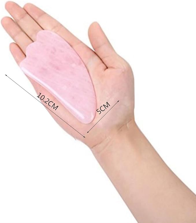Feng Shui Pink Rose Quartz Gua Sha Board-Therapeutic Relief and Skin Renewal -Premium All Natural Handmade Healing Stone W3462-Velvo Beauty