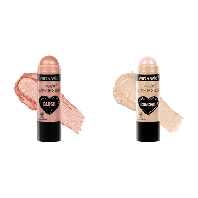 wet n wild MegaGlo Makeup Stick Peach Bums & Conceal Follow Your Bisque,1 Ounce Makeup Stick Bundle-Velvo Beauty