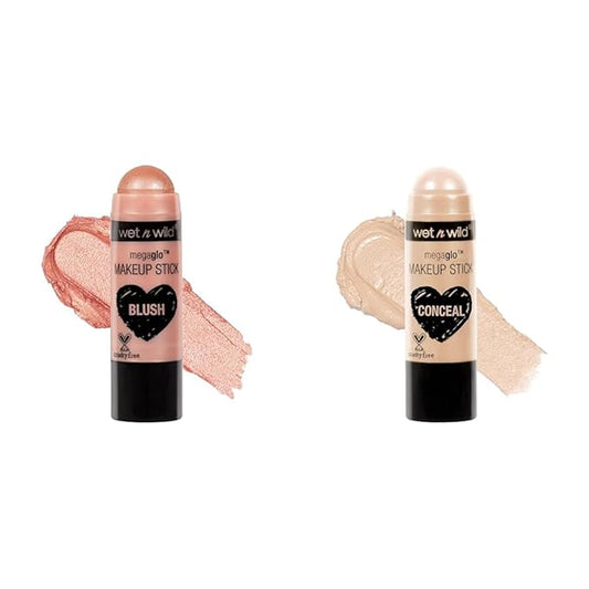 wet n wild MegaGlo Makeup Stick Peach Bums & Conceal Follow Your Bisque,1 Ounce Makeup Stick Bundle-Velvo Beauty
