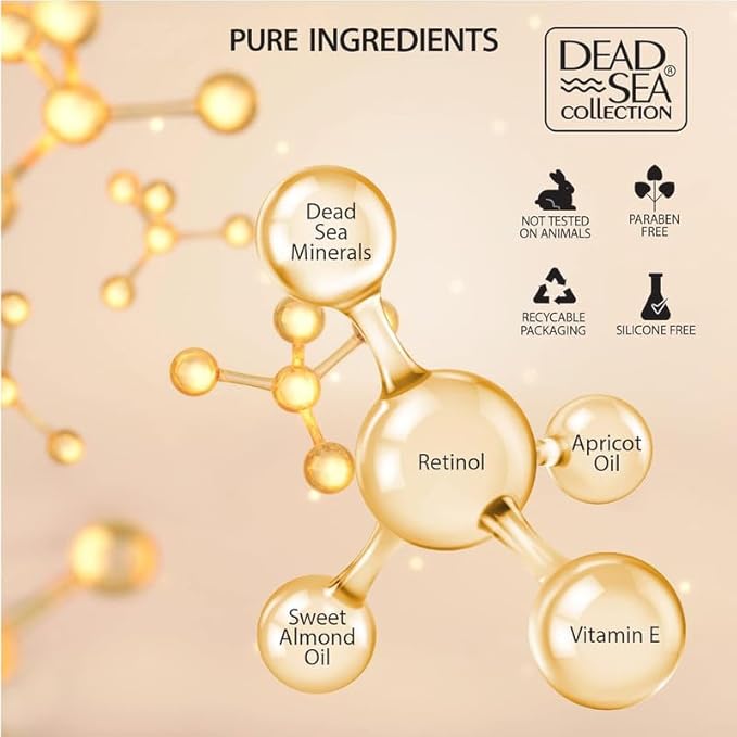 Dead Sea Collection Facial Kit Retinol - Day Cream (1.69fl.oz/50ml jar) & Facial Serum (1.69fl.oz/50ml bottle) - Pure Dead Sea Minerals - Anti-Wrinkle Hydration Smooth and Moisturized Skin-Velvo Beauty