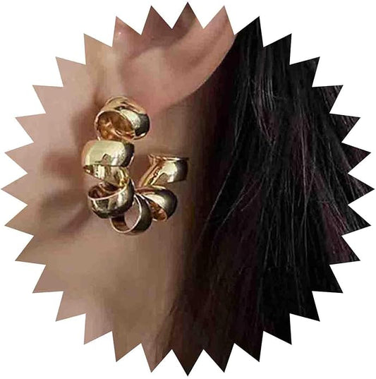 Vintage Exaggerated Irregular Circle Earrings Twist Hoop Earrings Twisted Rope Round Earrings Gold Circle Hoop Dangle Earrings Jewelry for Women-Velvo Beauty