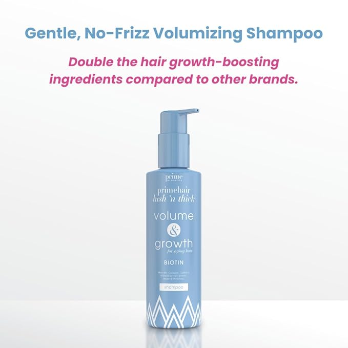 PrimeHair Lush N' Thick Shampoo for Mature Women – Biotin Enriched, Sulfate-Free and Paraben-Free Shampoo with Hair Growth Promoting Ingredients – Volumizing, Hydrating-Velvo Beauty