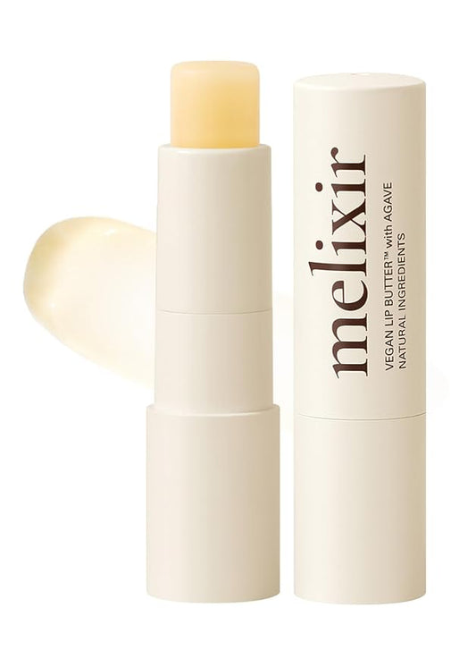 Melixir Vegan Lip Butter #01 Agave(Clear), Hydrating Tinted Lip Balm Stick, Bee-Free, Petrolatum-Free, Plant-Based With Shea Butter, Nourishing Care for Dry, Chapped Lips, Natural Finish-Velvo Beauty