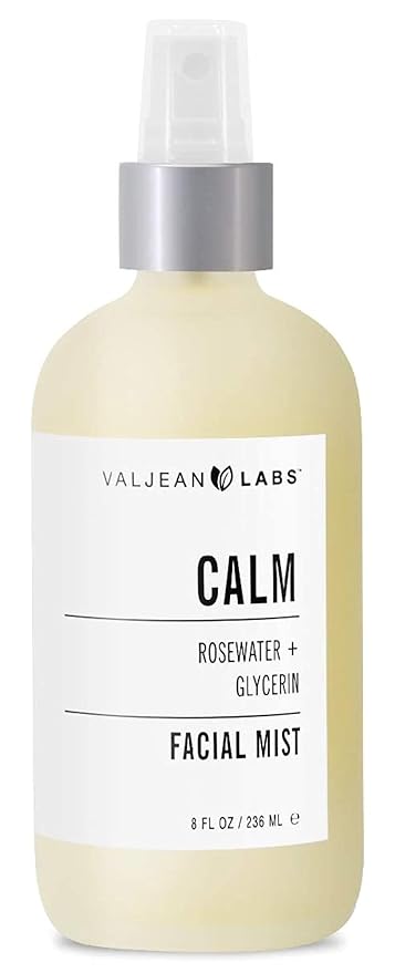 VALJEAN LABS Face Mist - Calm | Rosewater + Glycerine | Calms, Moisturizes, Soothes | Helps to Even Complexion | Paraben Free, Cruelty Free, Made in USA (8 oz)-Velvo Beauty