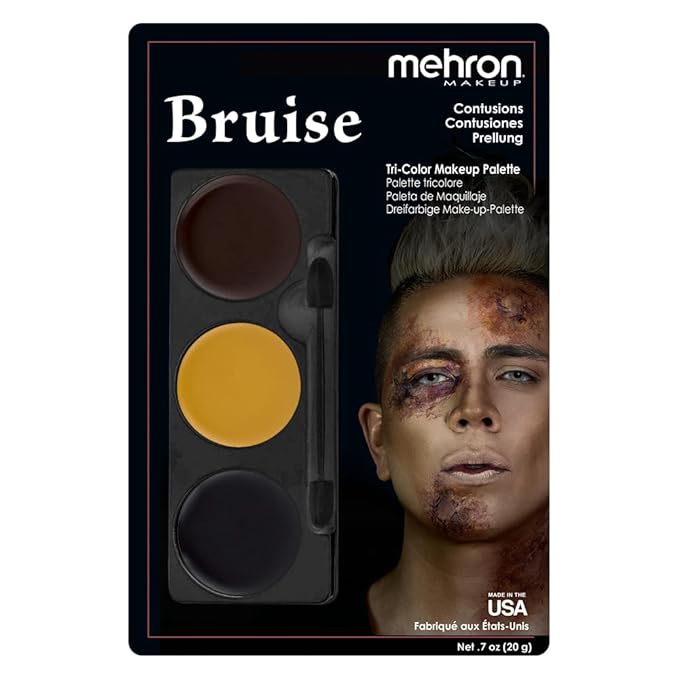 Mehron Makeup Tri-Color Character Makeup Palette | Halloween, Special Effects and Theater Cream Makeup FX Palette | Face Paint Makeup .7 oz (20 g) (BRUISE)-Velvo Beauty
