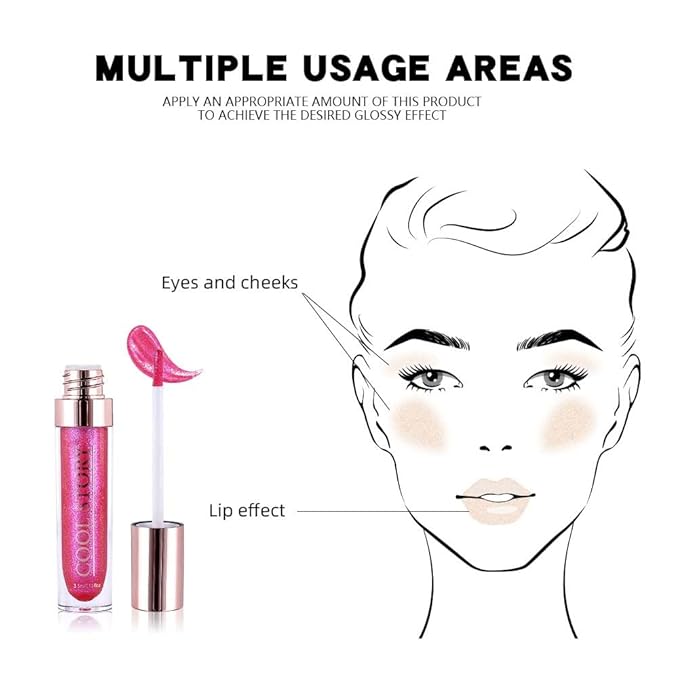 GECOMO Colorful Explosive Pearlescent Lip Gloss 3D Multifunctional Fine Glitter Chameleon Lip Gloss Polarized Diamond Makeup,Magic Big Brush Color Changing Lip Oil(105# BLUISH PURPLE FLASH)-Velvo Beauty