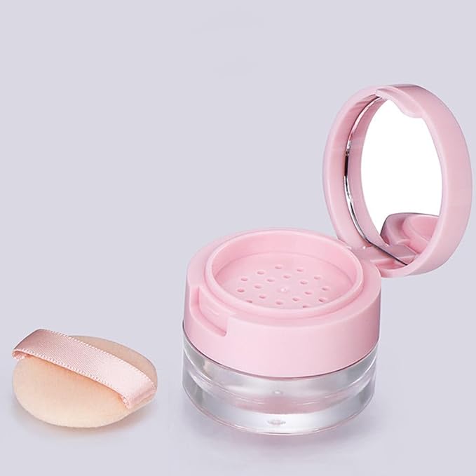 minkissy 2 Sets Powder Box Mini Containers Loose Cosmetic Cases for Traveling Foundation Makeup Powder Women Cosmetic Supply Powder Case Bulk Makeup Pink Flash Body Powder 3g Abs-Velvo Beauty